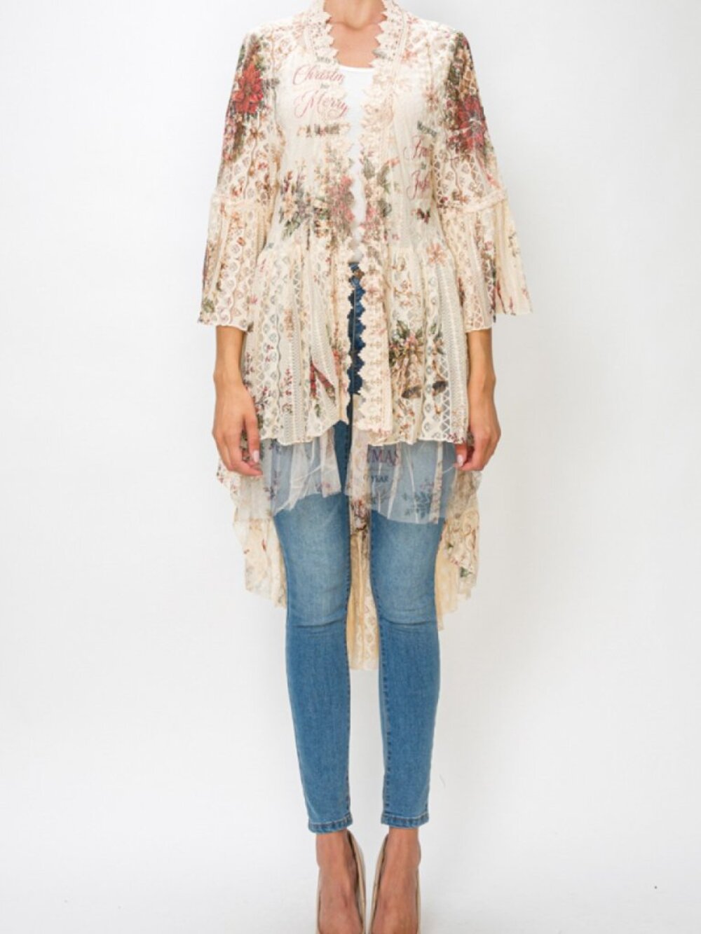 new ORIGAMI duster lace cardigan JOYFUL CHRISTMAS HOLIDAY bohemian KIMONO SM-4XL